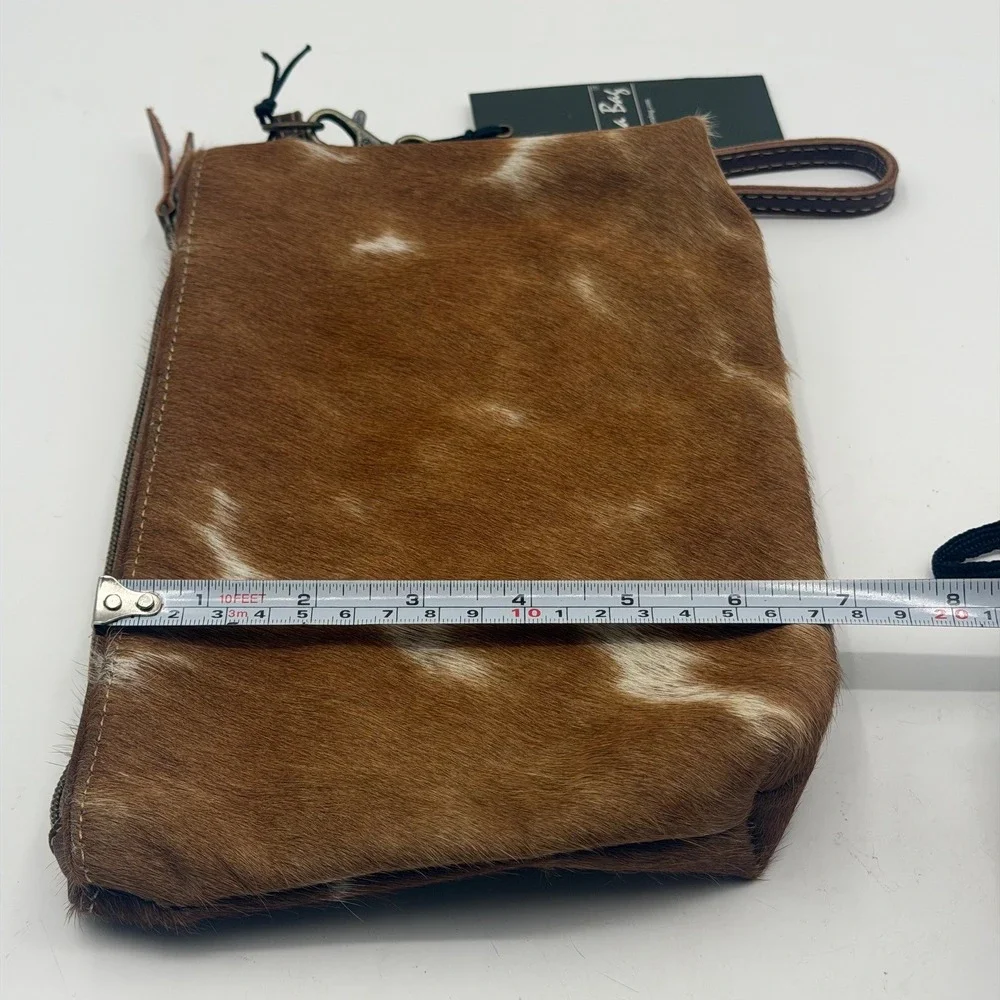 Myra Bag Brown White Cowhide Hair-on-Hide Wristlet Clutch Bag NEW Rodeo Rustic